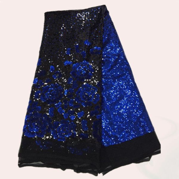 

most popular black with royal blue flower sequins french embroidery net lace fabric fn2-2,fashion african mesh lace cloth for party dress, Black;white