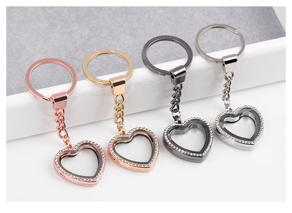 

5 шт./лот мода key chainjewelry персик сердце любовь серебряные стразы памяти стекло жизни плавающей медальон подвески брелок, Slivery;golden