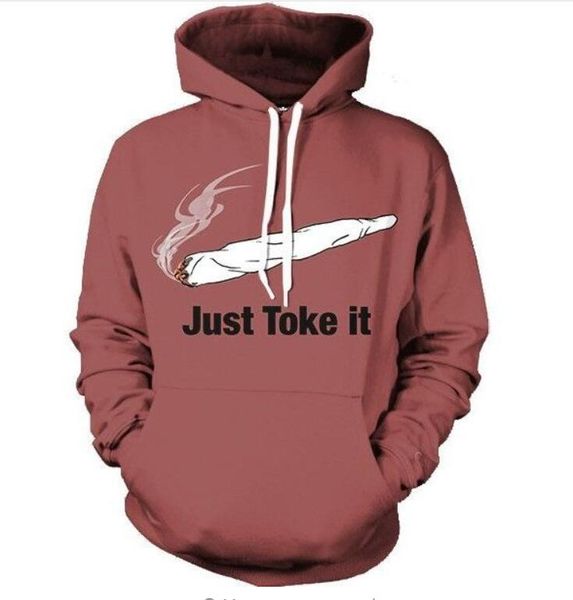 

2017 autumn winter men women new fashion 3d hoodies just toke it printing casual hoody funny sweatshirt xk115, Black
