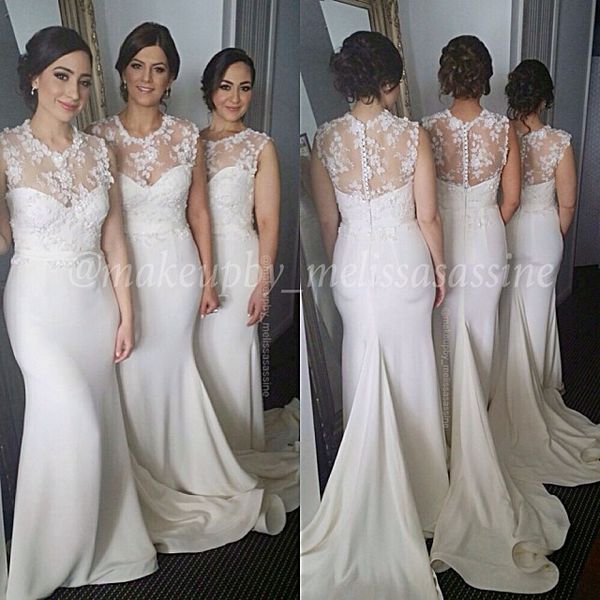 

vestido de dama de honra modest high neckline bridesmaid dresses covered button 2021 evening party formal occasion dresses, White;pink