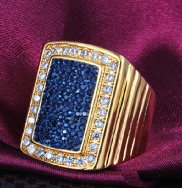 

голубой бриллиант бриллиант квадрат золото мужчины ' s кольцо все размер (88) df