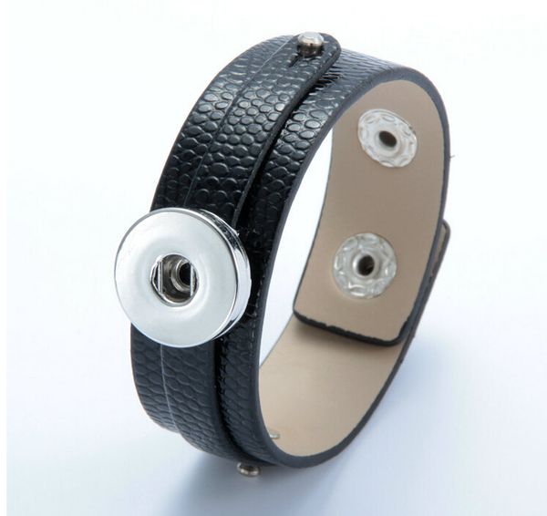 

great black diy 18mm noosa button snap button bracelet bangles copper alloy pu leather bracelet adustable bracelet jewlery accessories