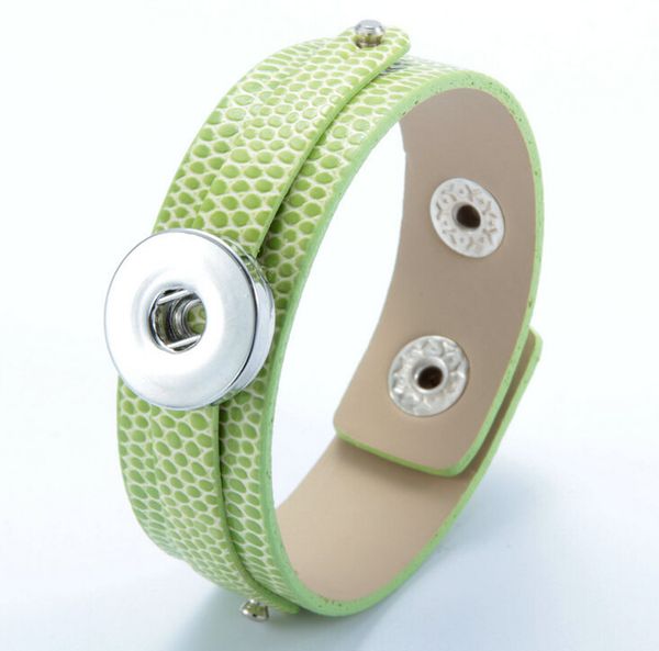 

green new drop diy 18mm noosa button snap button bracelet bangles copper alloy pu leather bracelet adustable bracelet jewlery accessories, Black