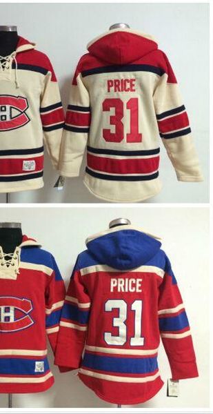 

2016 new, #31 price men's montreal canadians hockey ice hockey fleece hoodie sweatshirt all stitched embroidery, Black;red