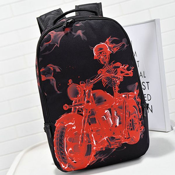 

fire skeleton backpack skull rider day pack motorbike school bag hip hop packsack quality rucksack sport schoolbag outdoor daypack