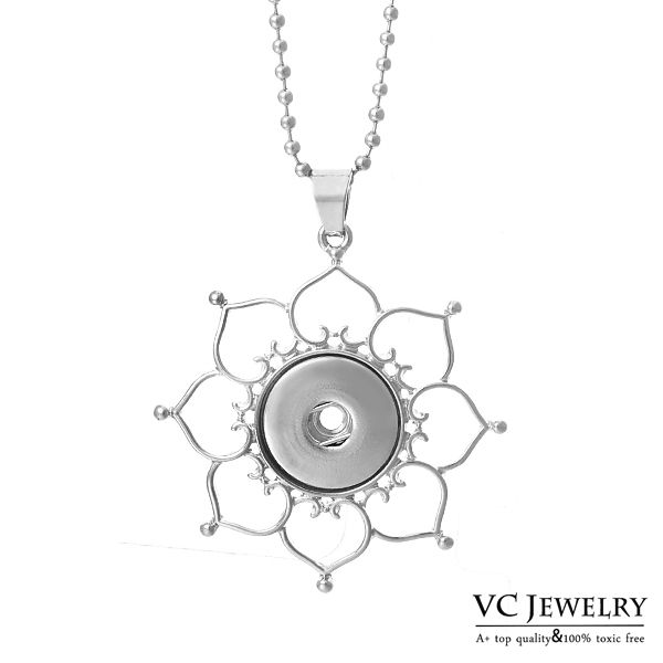 

VOCHENG NOOSA Flower Necklace Heart Ginger Snap Jewelry for 18mm Button NN-011