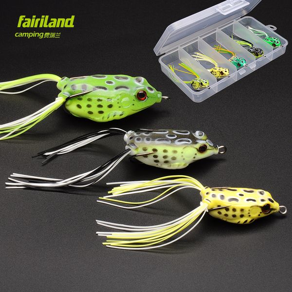 

5pcs fairiland soft rubber frog fishing lure 4cm/5cm/5.7cm ater soft frog bait w/ bait box fishing accessory ing