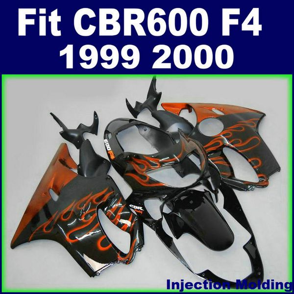 

7gifts injection molding customize for honda fairings cbr600 f4 1999 2000 orange flame in black 99 00 cbr 600 f4 fairings kits iolp