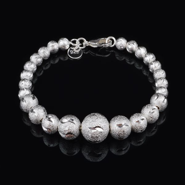 

with tracking number sale 925 silver bracelet flash sand trucks colored bead bracelet silver jewelry 20pcs/lot 1594, Black
