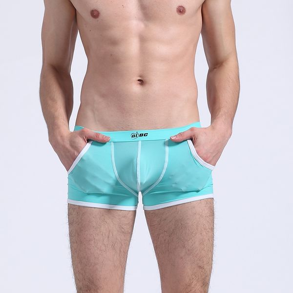 Homens cuecas boxer sexy nylon shorts sexo underwear novidade pênis u convexo bolso desenhista conforto homens boxers novo estilo cuecas