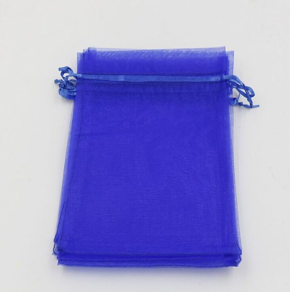 100 шт. Сэпфировые подарочные пакеты с сапфировым синим органзы 20x30 см / 4 дюйма с шнуркой (003585)