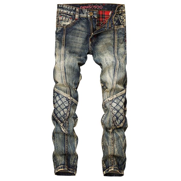 

Fashion Retro Straight Denim Jeans Men Casual Men Long Pants Trousers Biker Jean Plus Size 29-38