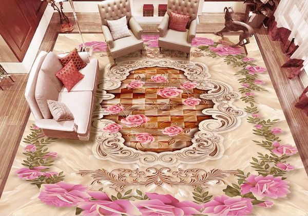 

vinyl flooring adhesives rose flower european pattern marble brick wallpaper 3d