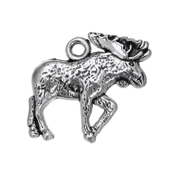 

new fashion easy to diy 30pcs single-side vintage moose animal charm charm jewelry jewelry making fit for necklace or bracelet, Bronze;silver