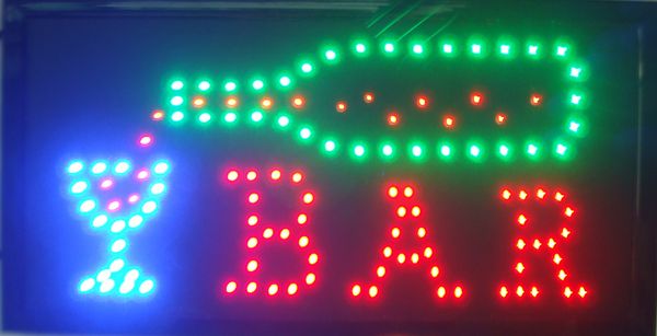 Toptan Led Neon Bar Beer Pub İçme Işareti ışıkları Plastik PVC çerçeve Ekran reklam işareti boyutu 10 * 19 inç