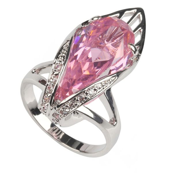 

punk brand new charm sellers mn136 sz#6 7 8 explosion models pink cubic zirconia wholesale copper rhodium plated rock promotion rings, Silver