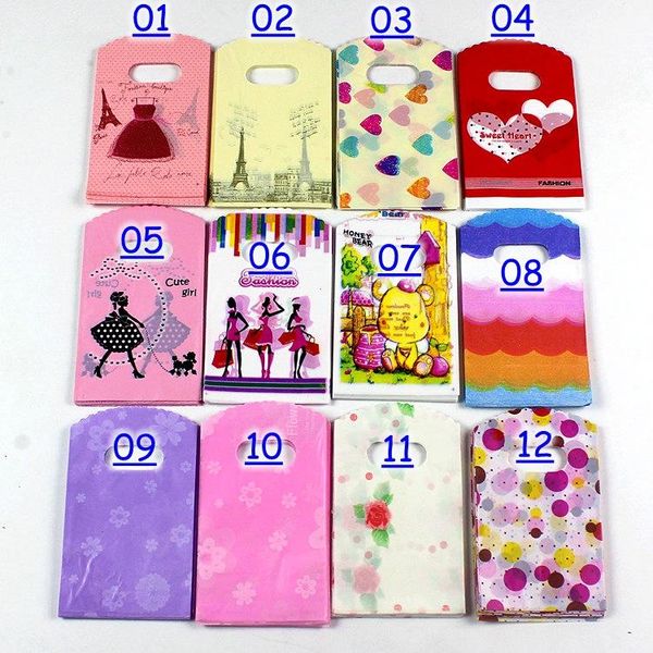 

hot sale Jewelry Pouches 15 Styles 9X15cm Pink Black Green Strips Plastic Bags Jewelry Gift Bag 300pcs