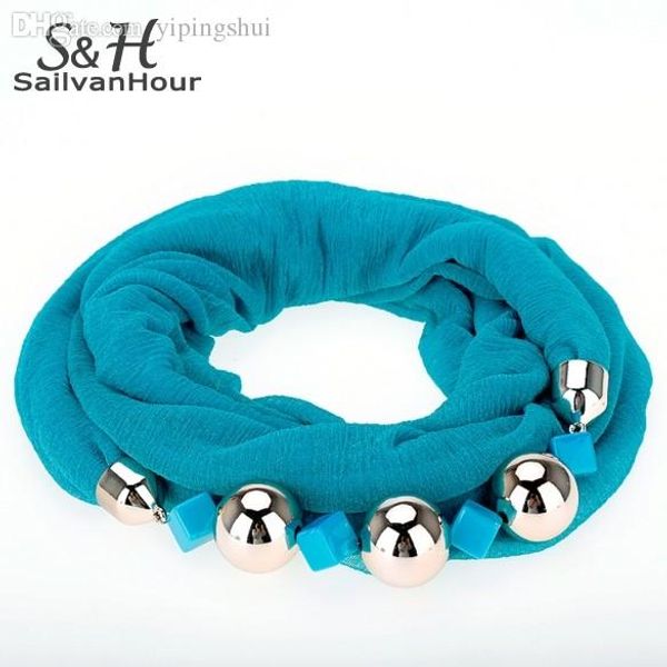 

wholesale-women scarf pearl with rhinestones pendant scarf jewelry tassels beads cotton soft autumn scarves infinity scarf 18, Blue;gray