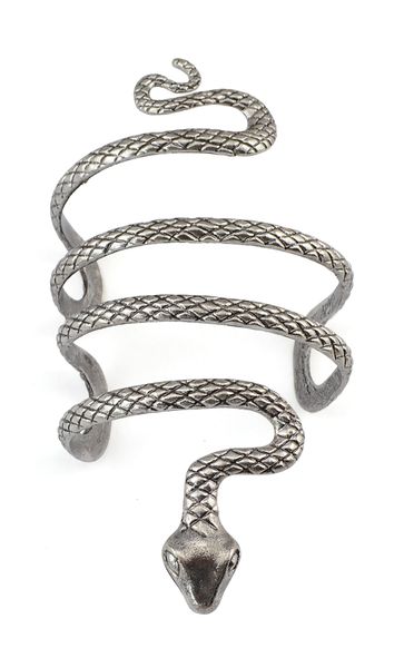 

european jewelry vintage style silver alloy snake shape open bangle cuff bracelet armlet sale, Black
