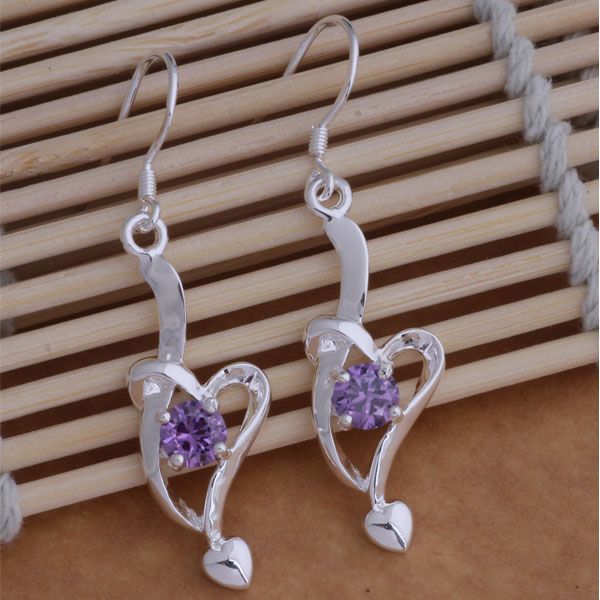

fashion (jewelry manufacturer) 20 pcs a lot new heart with crystal earrings 925 sterling silver jewelry factory price fashion shine earrings