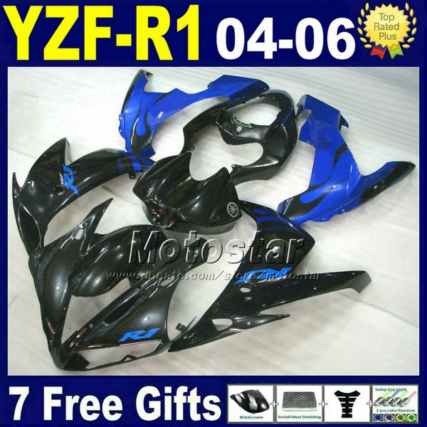Einspritzkit für 04 05 06 Yamaha YZF R1 Verkleidungsset schwarz blau Motorrad B69N 2004 2005 2006 R1 Verkleidungs-Bodykits