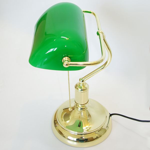 2019 Vintage Bank Table Lamps Retro Brass Bankers Lamp Green Glass Lampshade Office Study Room Table Lamps Desk Lamp From Goodsoft 141 91