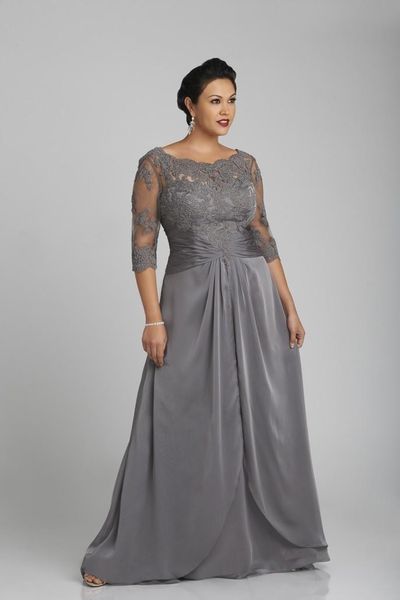 Modest Mother of Bride Groom Dresses Lace in pizzo Chiffon Long Women Abito da sera formale per feste per matrimoni Plus size Vestidos de Fiesta