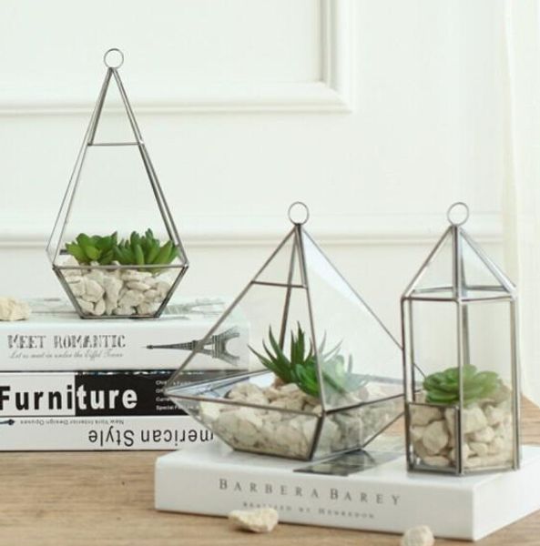 Flower Vase Home Decoration Geometric Vases Storage Box Clear