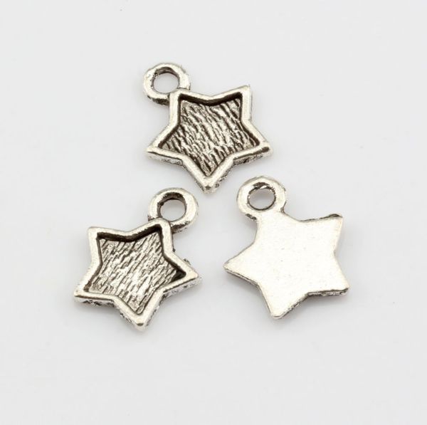 

300pcs fashion antique silver zinc alloy star charms pendants diy jewelry 12x9mm, Bronze;silver