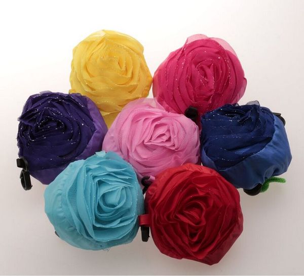 

mixed color pretty rose foldable eco reusable shopping bag 39.5cm x38cm (376