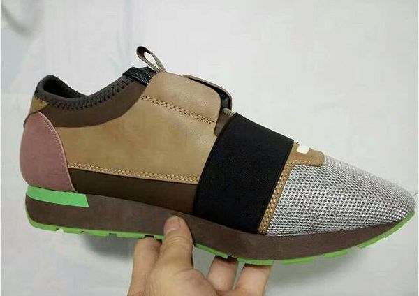 

2017 high quality Deluxe Brand Mixed Color Unisex Casual Shoes Flat Comfortable Patchwork Mesh Leather Woman Man Runner Sneakers Shoes Outdo