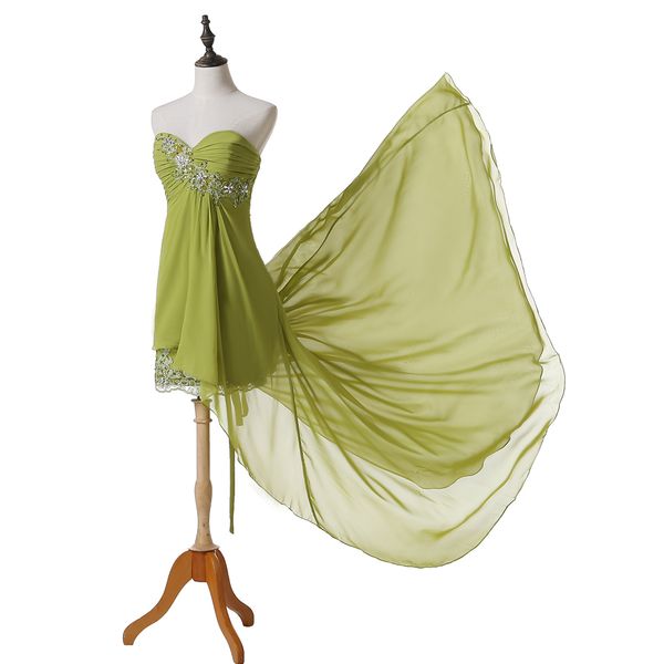 

2019 новые высокие низкие платья выпускного вечера милая кристаллы кружева шифон короткие передние длинные задние платья партии зашнуровать, Black