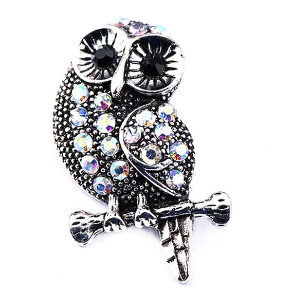

10pcs big vintage crystal owl snap buttons with stone antique silver 18mm alloy buttons jewelry fit diy snap bracelets bangles, Bronze;silver