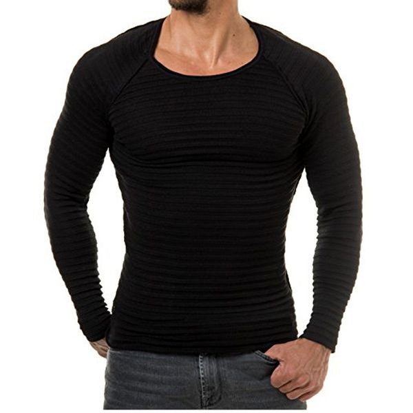 

Новая осень Мужская футболка Корея моды случайные тонкий шею длинными рукавами ф