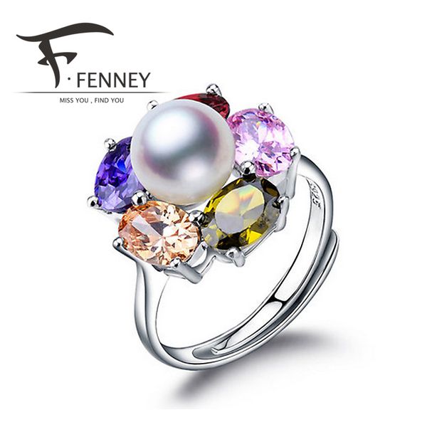 

wholesale-fenney 100% natural pearl rings,perfect round natural freshwater pearl 925 silver ring,rings for women ing