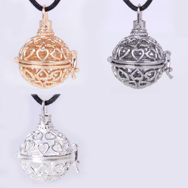 

2015 maternity jewelry 3 colors copper matal pendants with angel ball in chain necklaces hearts design, Silver