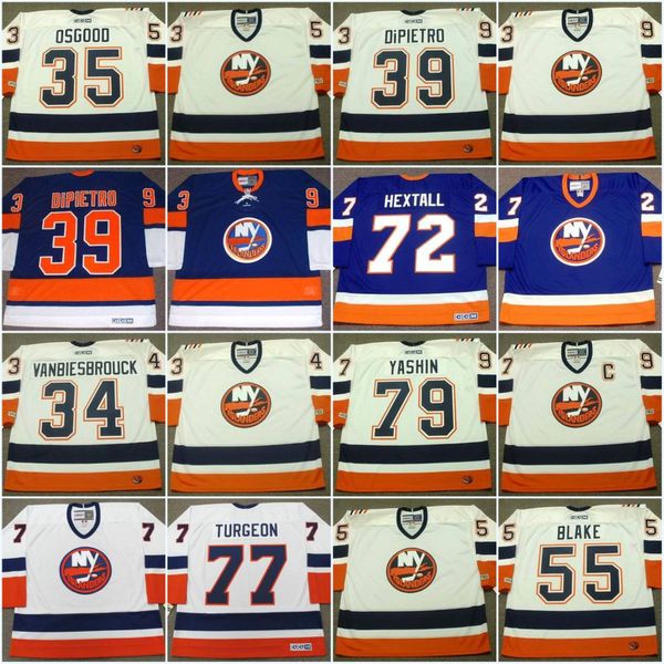 

New York Islanders Jersey 34 JOHN VANBIESBROUCK 2000 34 WADE DUBIELEWICZ 35 CHRIS OSGOOD 39 RICK DiPIETRO Vintage Hockey Jerseys