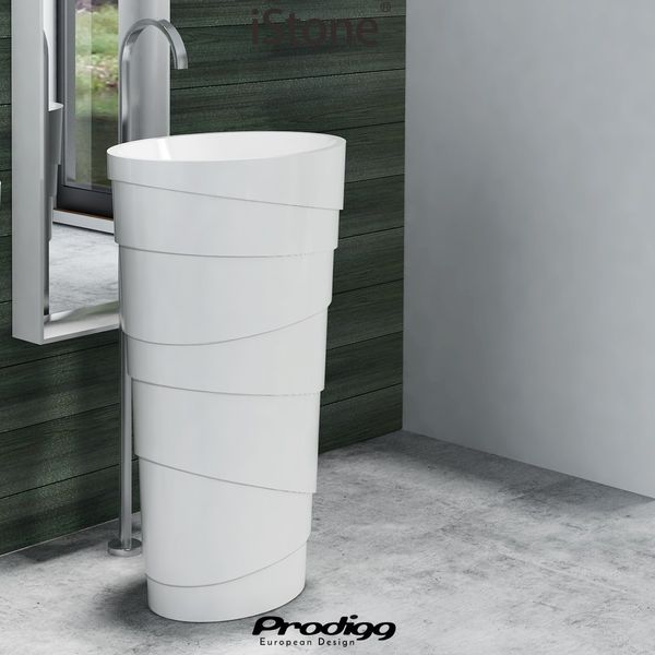 

600x400x900mm Solid Surface Stone Freestanding Basin Pedestal Sink Bathroom Washbasin Cloakroom Oval Vessel RS38192