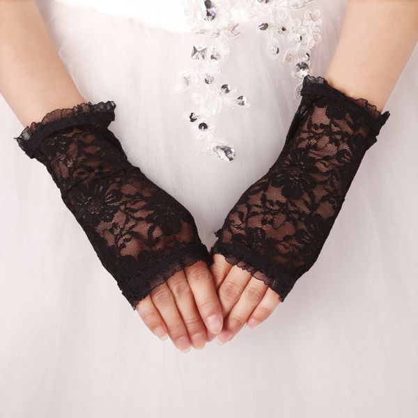 

большие скидки дешевые свадебные перчатки кружева черный перчатки полые свадебное платье перчатки аксессуары люкс 2021, White