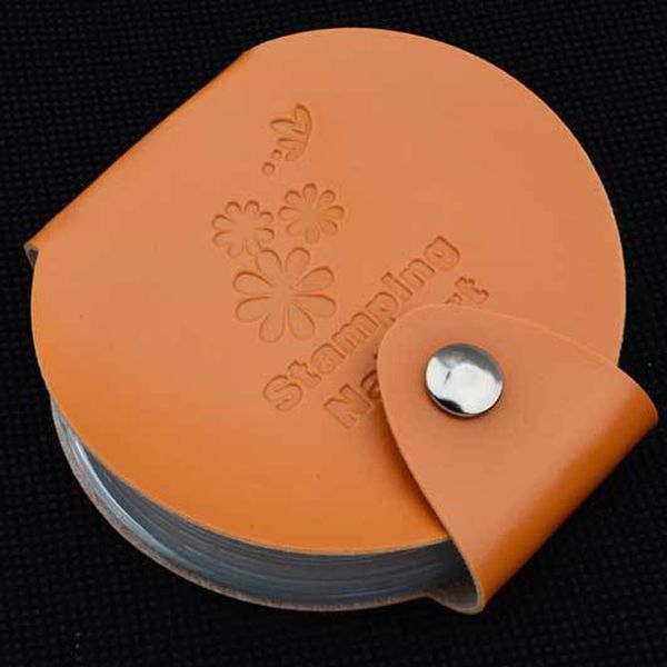 

round multi colors nail stamping plates stamping nail image plate template holder case bag organizer, White