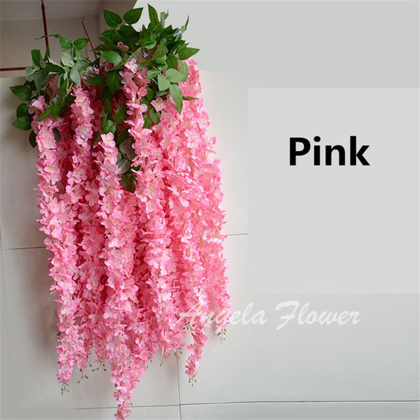 

New Arrive 6 color 34cm/13.4" Artificial silk Flowers Home wall Garden Hotel Wedding Decoration Wisteria vine rattan DIY
