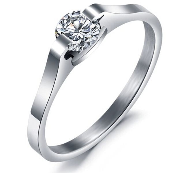

wholesale-fashion jewelry 316l stainless steel women rings silver simple cz zircon rings wedding rings engagement rings