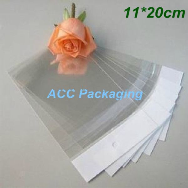 

DHL 2000Pcs/Lot 11cm*20cm (4.3"*7.9") Clear Self Adhesive Seal Plastic Bag OPP Plastic Poly Bag Retail Packaging Bag With Hang Hole