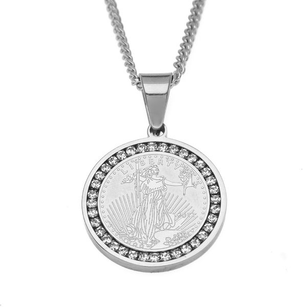 

Новый хип-хоп американская статуя Свободы кулон из нержавеющей стали круглый тег