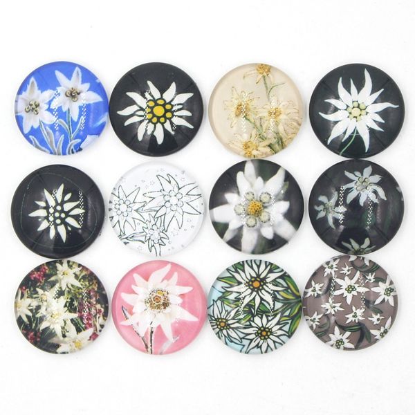 

new arrival 18mm cabochon glass stone button cabochon edelweiss interchangeable snaps for 18mm snap jewelry bracelet necklace ring earring