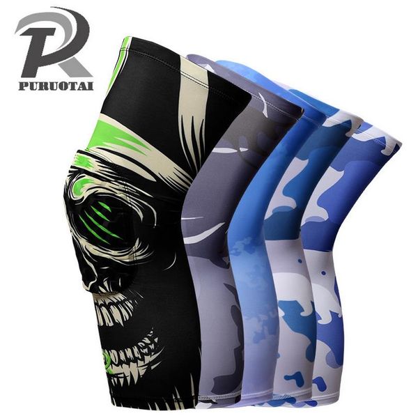 

wholesale- puruotai 1 piece outdoor sports basketball running cycling legwarmers football legwarmers guard safety knee leg f720, Black