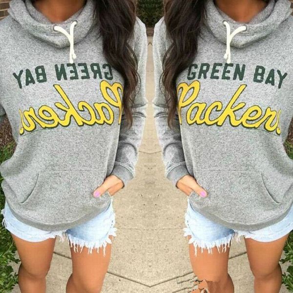 

С капюшоном толстовка женщины осень 2015 новая мода GREEN BAY печатных пуловер женщины