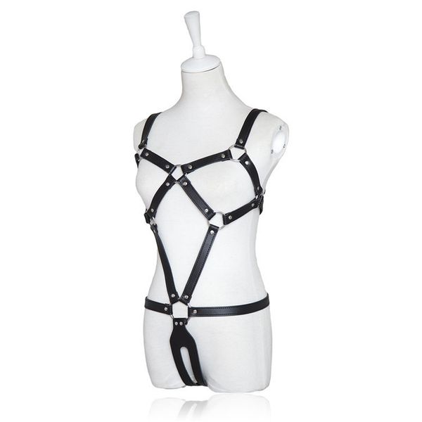 

bondage body harness faux lingerie cosplay strap w1028 restraint leather women costume qonms