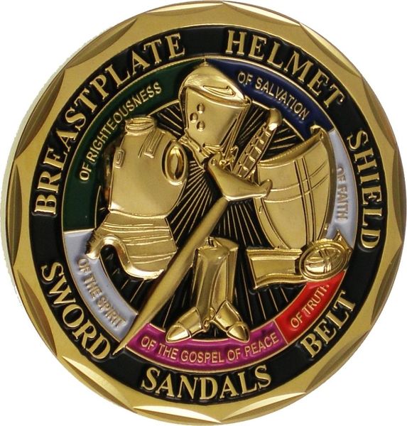 

armor of god / ephesians 6-13-17 christian jesus challenge coin gold
