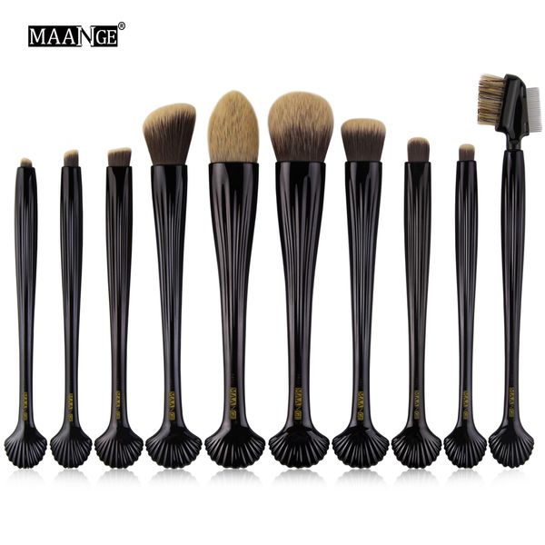 Maange Professionelle 10 stücke Shell Make-Up Pinsel Set Foundation Blending Bleistift Pulver Lidschatten Eyeliner Augenbrauen Lip Kosmetische Werkzeug